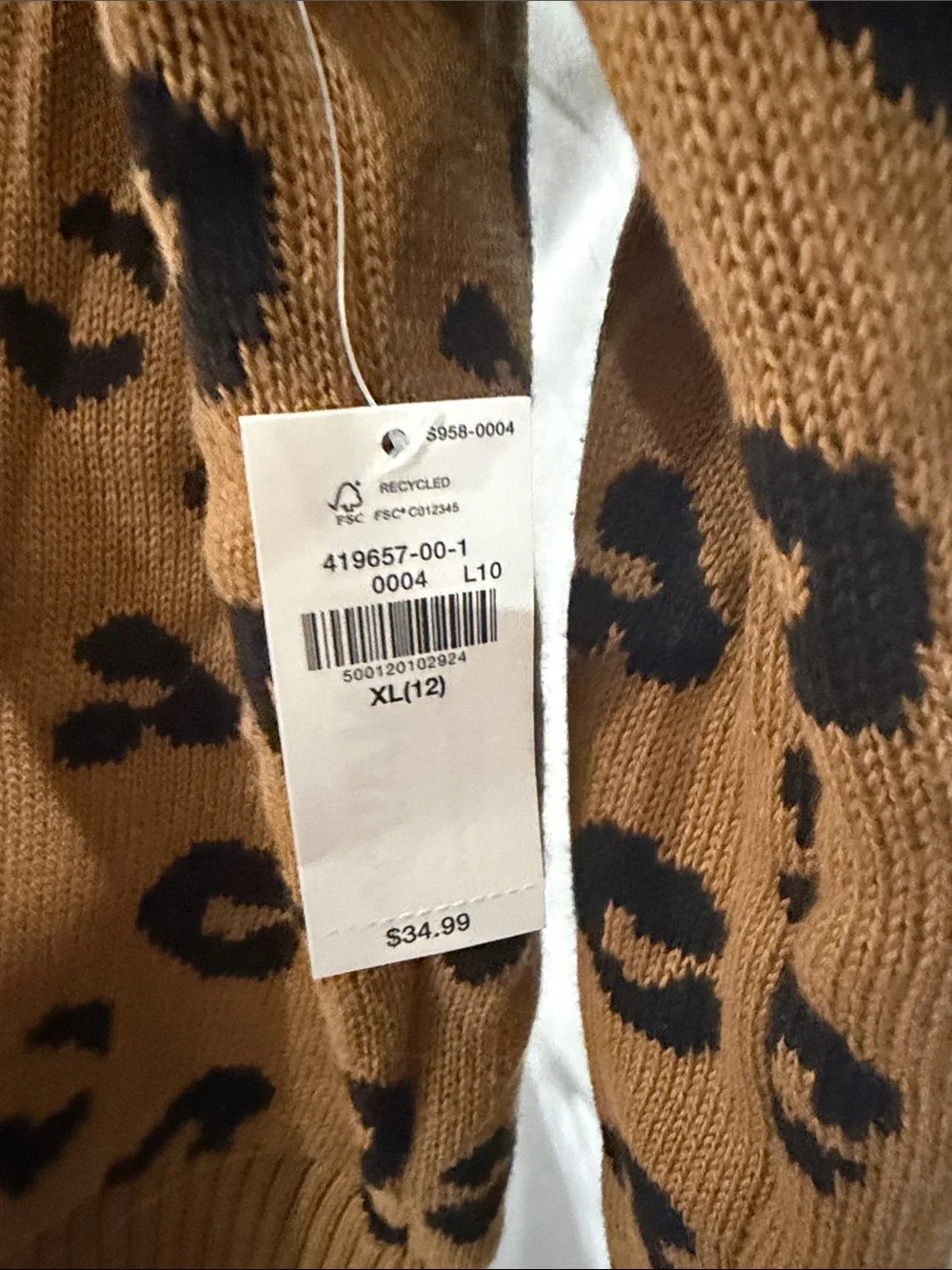 Old Navy Leopard Print V-Neck Cardigan - Mustard & Black